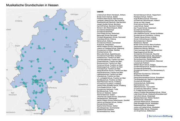 Musikalische Grundschulen in Hessen - Landkarte
