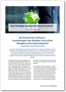 Cover Policy Brief 2023 | 02: Die Zukunft der Kohäsion - Auswirkungen des digitalen und grünen Wandels auf Europas Regionen