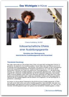 Cover Ergebnisse: Volkswirtschaftliche Effekte einer Ausbildungsgarantie