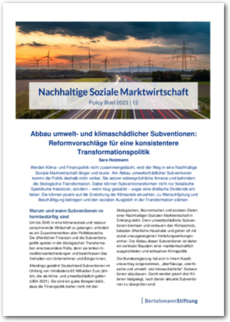 Cover Policy Brief 2023 | 12: Abbau umwelt- und klimaschädlicher Subventionen: Reformvorschläge für eine konsistentere Transformationspolitik