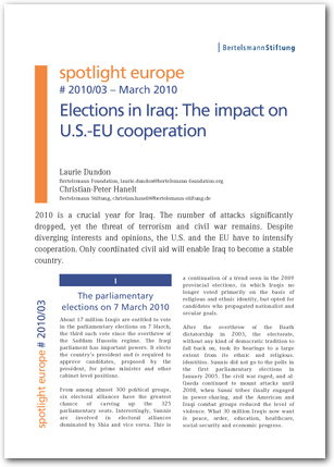 spotlight europe 03/2010: Elections in Iraq: The impact on U.S.-EU cooperation