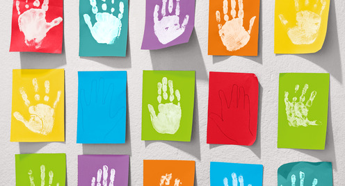 Grafik. Hände in bunt