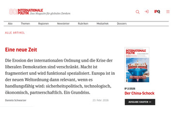 Screenshot about Text from Daniela Schwarzer in Internationale Politics