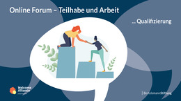 eine Frau hilft einer anderen auf ein Podest