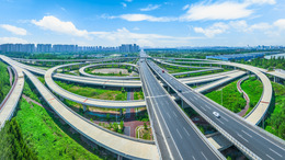 Aerial view of a complexe highway interchange