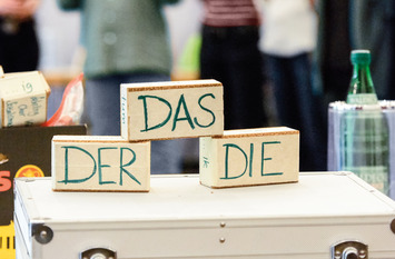 Baukl&ouml;tze mit dem Vermerk DerDieDas