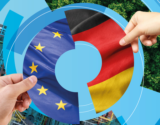 Deutschland und Europaflagge im Einklang