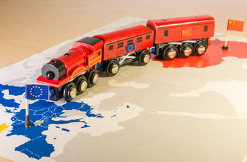 Toy train connecting Europe and China.
