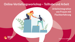 Zeichnung von 2 Frauen, die ein Siegertreppchen erklimmen und sich dabei helfen