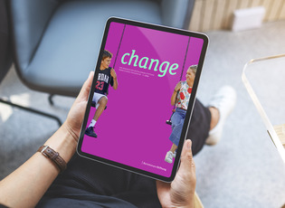 Das Cover der neuen change Ausgabe auf einem Tablet