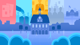 Cover des Debattenbeitrags: Grafische Darstellung eines Rathauses