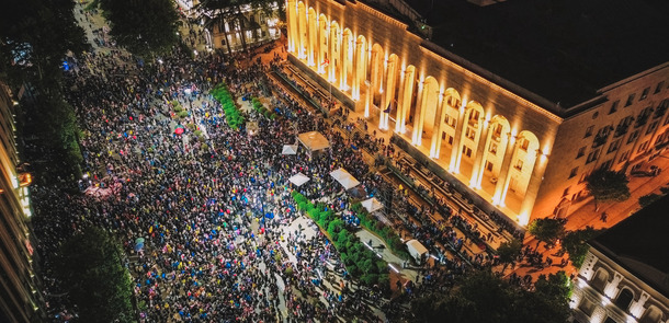 May 13 2024 year The rally on Rustaveli Avenue, the slogan of the rally is not against the Russian law(© © Maiko - stock.adobe.com)
