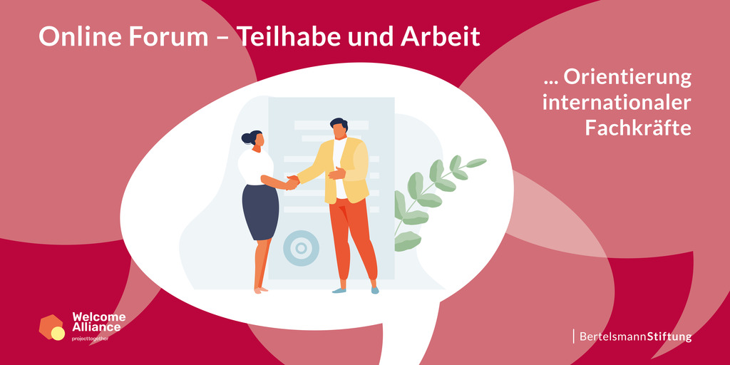 zwei Personen stehen vor einem Chart und schütteln sich die Hand