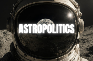 Helmet of an Astronaut with Word "Astropolitics" on it