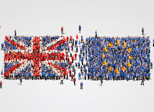 European and Great Britain flag