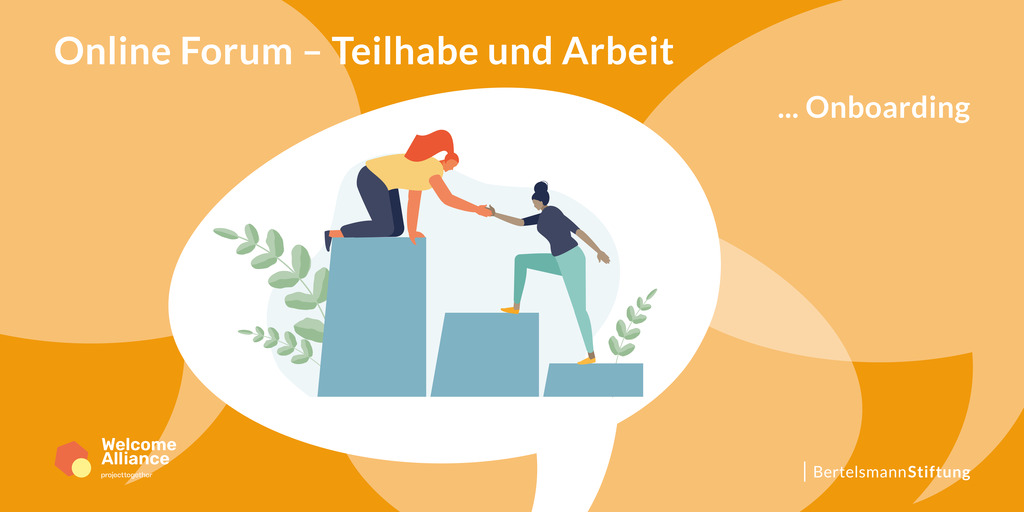 eine Frau hilft einer anderen auf ein Siegertreppchen