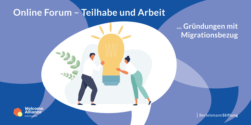 zwei gezeichnete Personen umringen eine große Glühbirne