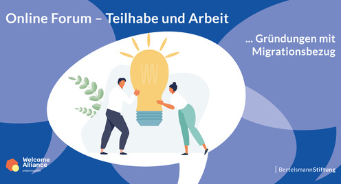 zwei gezeichnete Personen umringen eine große Glühbirne