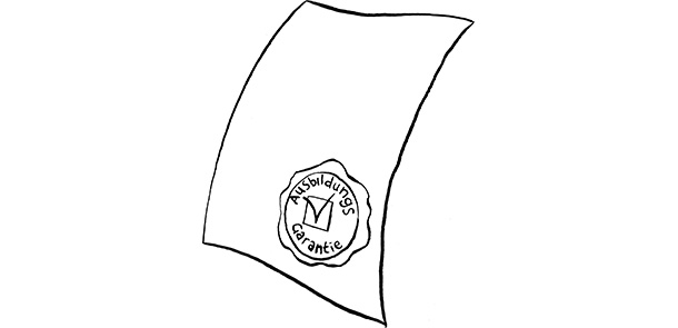 Blatt Papier mit Stempel Ausbildungsgarantie