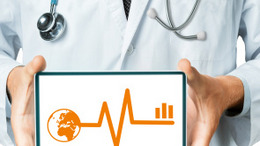 Doctor holding digital blank tablet in his hands