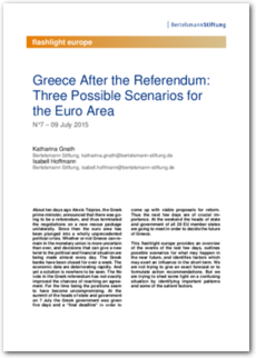 Cover flashlight europe 07/2015: Greece After the Referendum: Three Possible Scenarios for the Euro Area