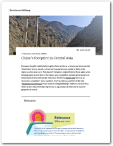 Cover China’s footprint in Central Asia