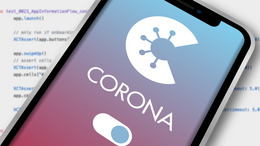 Handy mit Corona Warn-App zu sehen