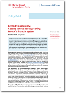 Cover Beyond transparency: Getting serious about greening Europe’s financial system