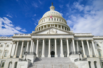 Außenansicht des Kapitols in Washington DC, des Gebäudes des US-Kongresses.