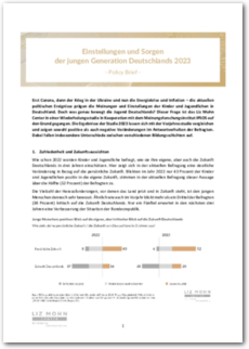 Cover Einstellungen und Sorgen der jungen Generation Deutschlands 2023