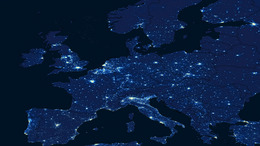 Europe from above at night