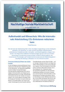 Cover Policy Brief 2024 | 04: Außenhandel und Klimaschutz: Wie die internationale Arbeitsteilung CO2-Emissionen reduzieren kann