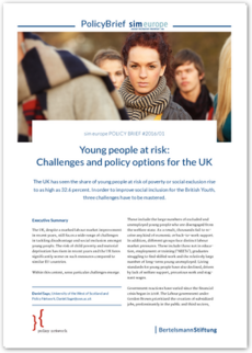 Cover sim europe POLICY BRIEF 01/2016: Young people at risk: Challenges and policy options for the UK