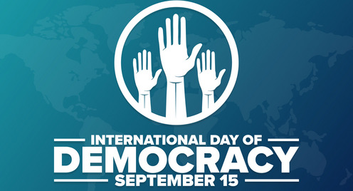 Hebende Hände zum internationalen Demokratietag am 15. September