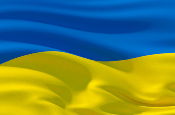 Blau-Gelbe Fahne der Ukraine.