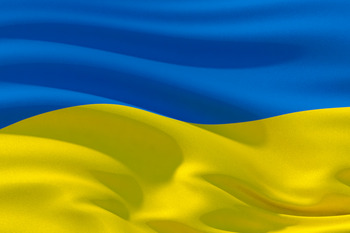 Blau-Gelbe Fahne der Ukraine.