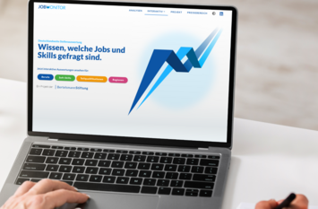 Offener Laptop zeigt die Startseite vom JOBMONITOR