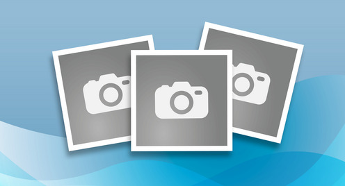 Eine Grafik zeigt drei Fotos, auf denen ein Kamera-Symbol zu sehen ist.