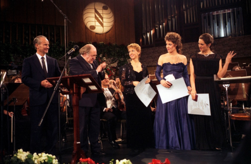 v.l. Reinhard Mohn, August Everding, Ingrid Kertesi, Heike Theresa Terjung, Izabela Labuda,