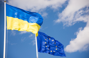 ukraine and eu flags