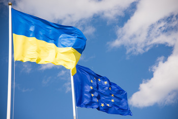 ukraine and eu flags