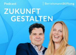Header für den Podcast im Newsletter "Zukunft gestalten" der Bertelsmann Stiftung mit deutschem Claim.