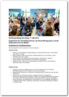 Cover Ergebnisse der Tischdiskussionen, der Sli.do-Befragungen und der Diskussion mit Ann Mettler