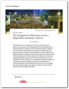 Cover Asia Policy Brief - Der Kampf um die Demokratie in Asien - Regression, Resilienz, Revival