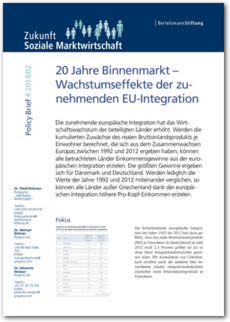 Cover Policy Brief #2014/02: <br/>20 Jahre Binnenmarkt – Wachstumseffekte der zunehmenden EU-Integration