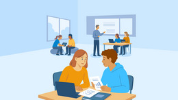 Schüler, die in Zweiergruppen zusammen an Aufgaben arbeiten