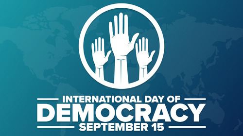 Das Logo zum internationalen Tag der Demokratie am 15. September.