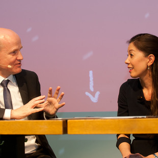 Ralph Brinkhaus, Vorsitzender der CDU/CSU-Bundestagsfraktion und Saori Dubourg, Vorständin bei der BASF SE