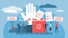 illustration with voting boxes, protest signs and people raising their hands