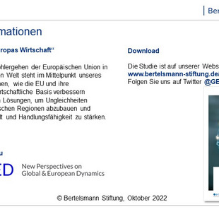 Weitere Informationen über das Projekt "Europas Wirtschaft" sowie Downloadlink zur Studie.